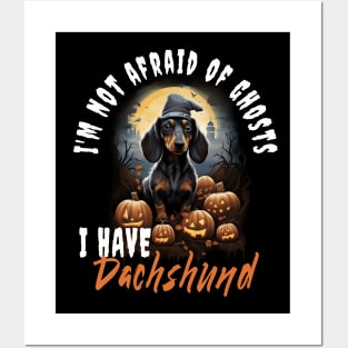 Dachshund Dog Ghost Guardian Vintage Halloween Funny Posters and Art